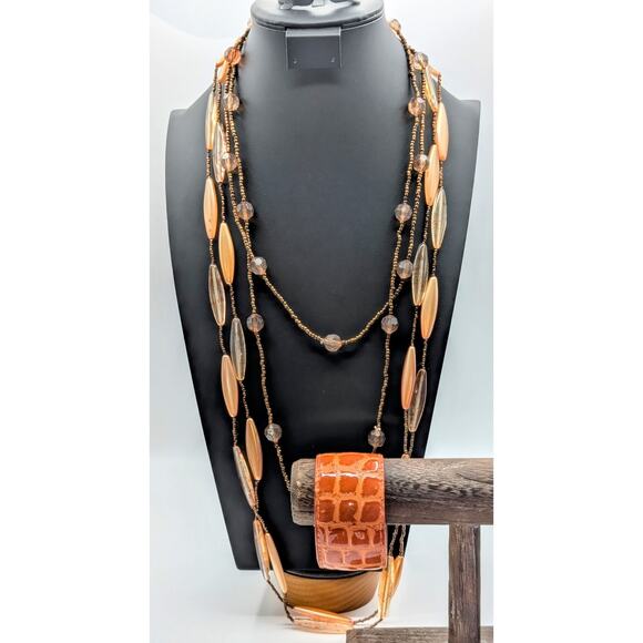 M. Haskell NWT Double Strand Elongated Bead Coordinating Bead & Cuff Jewelry Lot - Picture 1 of 8